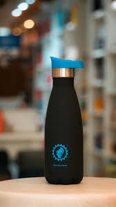 Water bottle on a desk